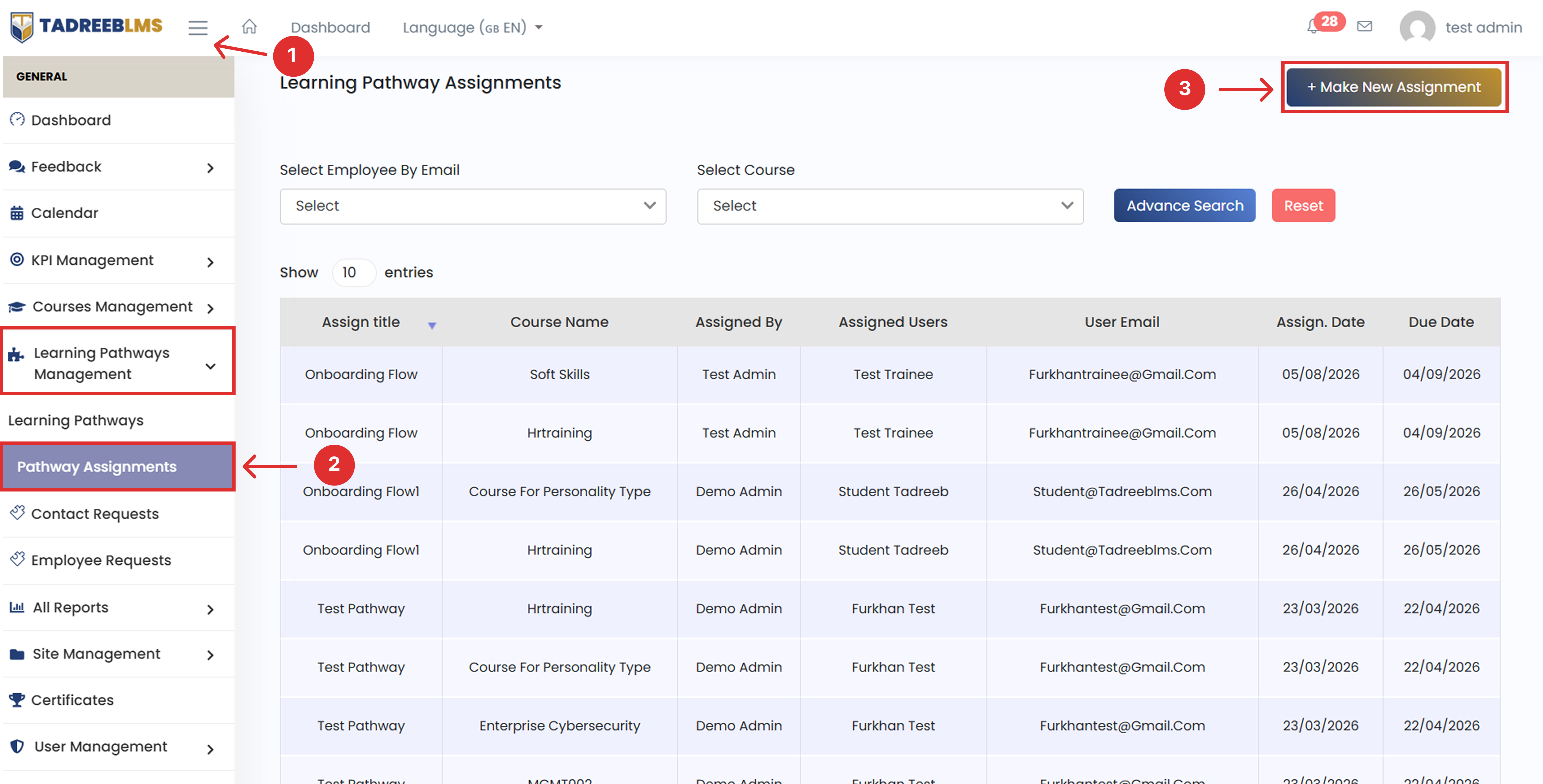 Add New Pathway Assignment screenshot