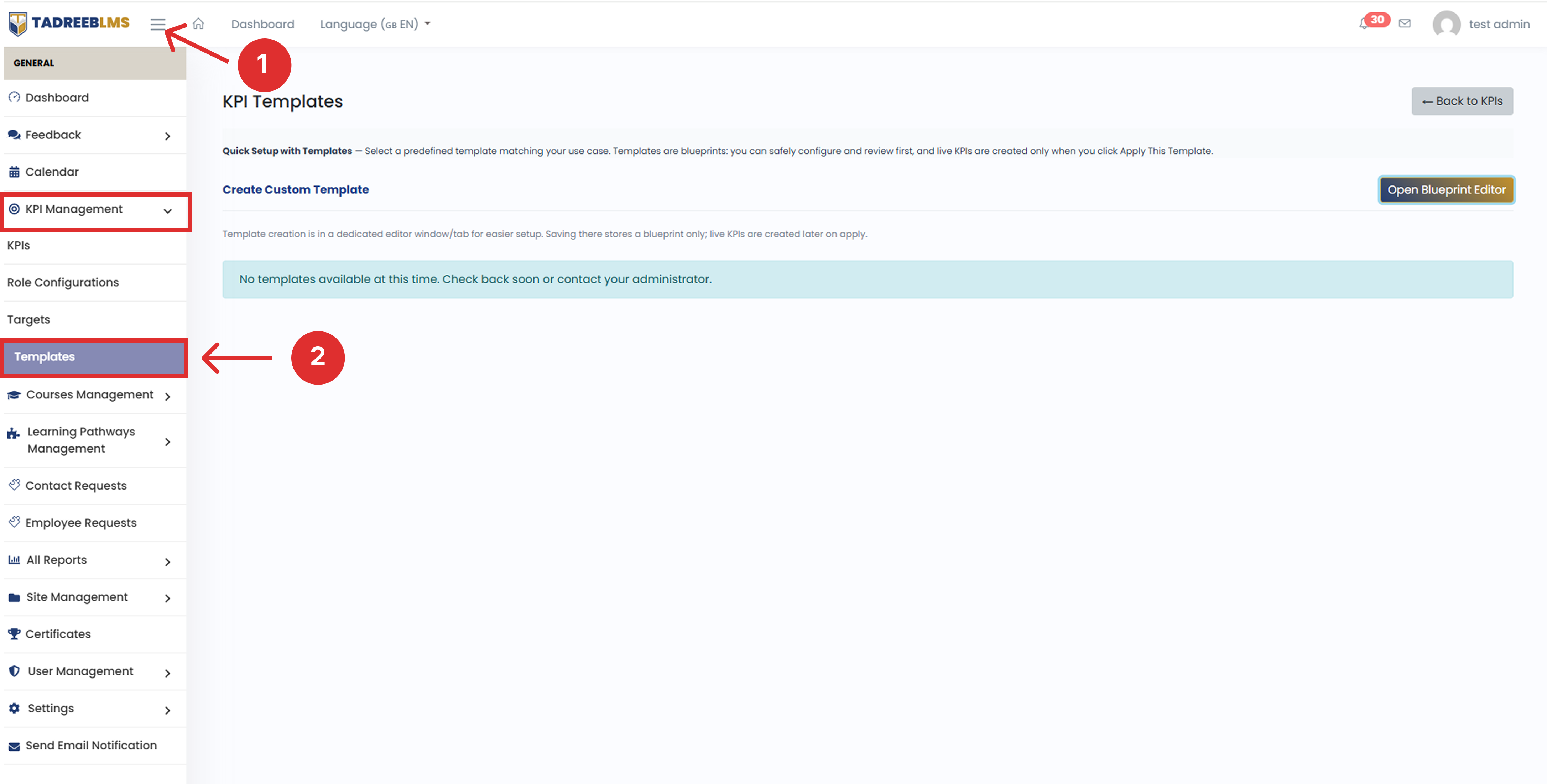 KPI Templates screenshot
