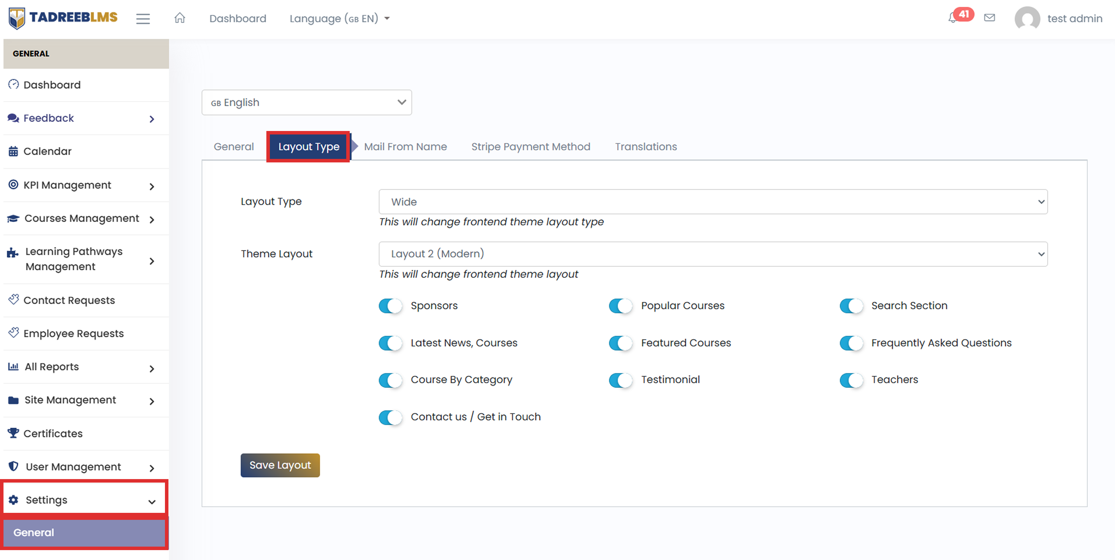 Layout Type screenshot
