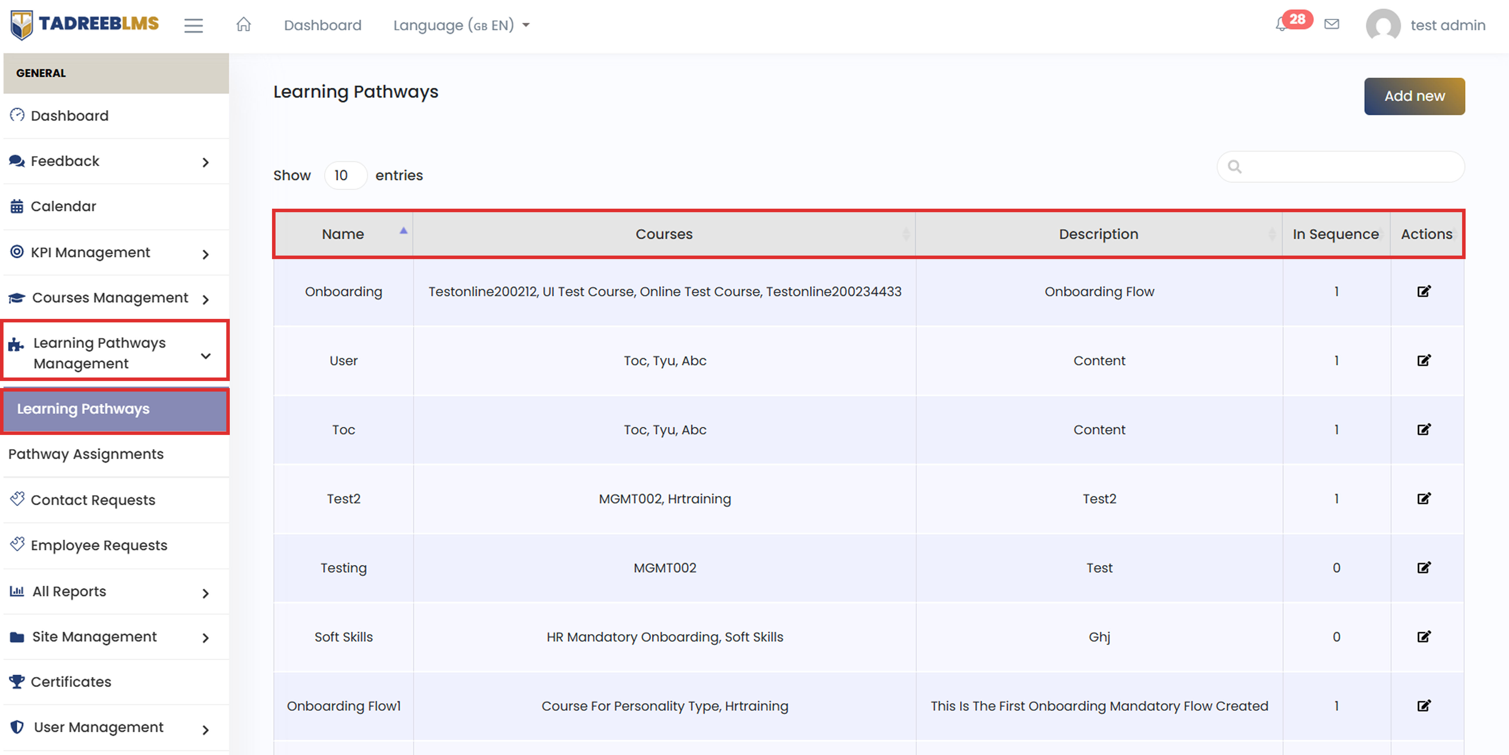 Manage Learning Pathways screenshot