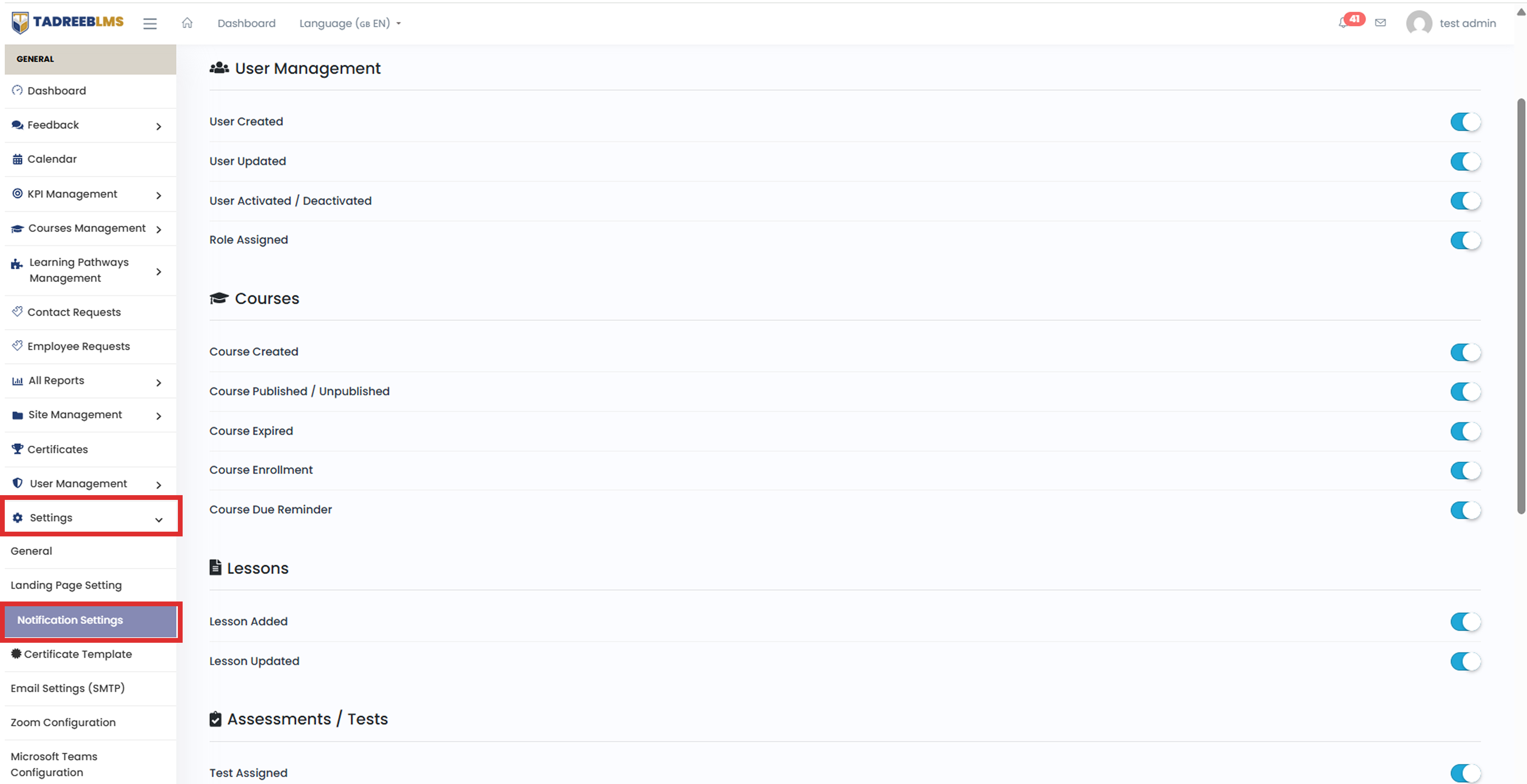Notification Settings screenshot