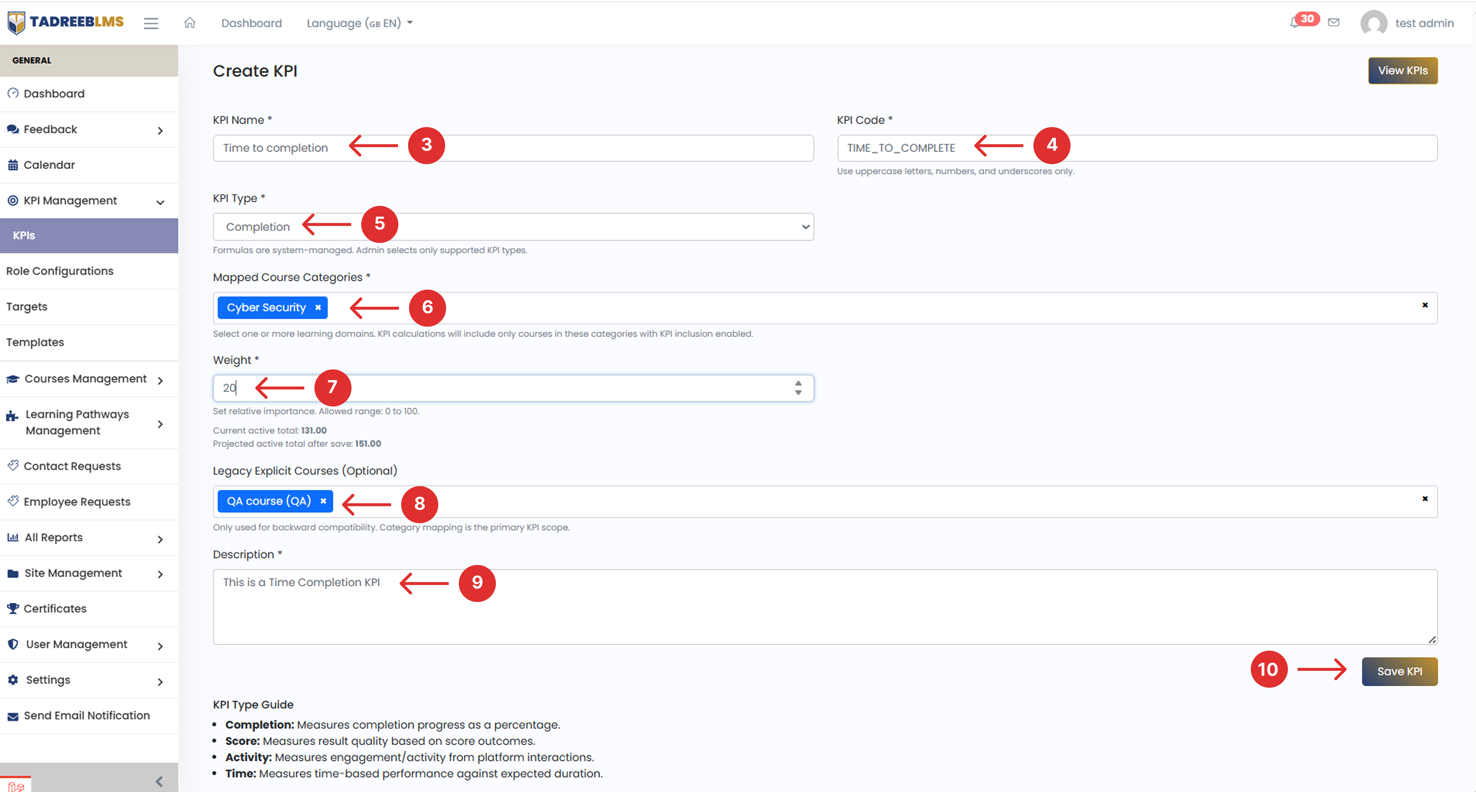 Save KPI screenshot