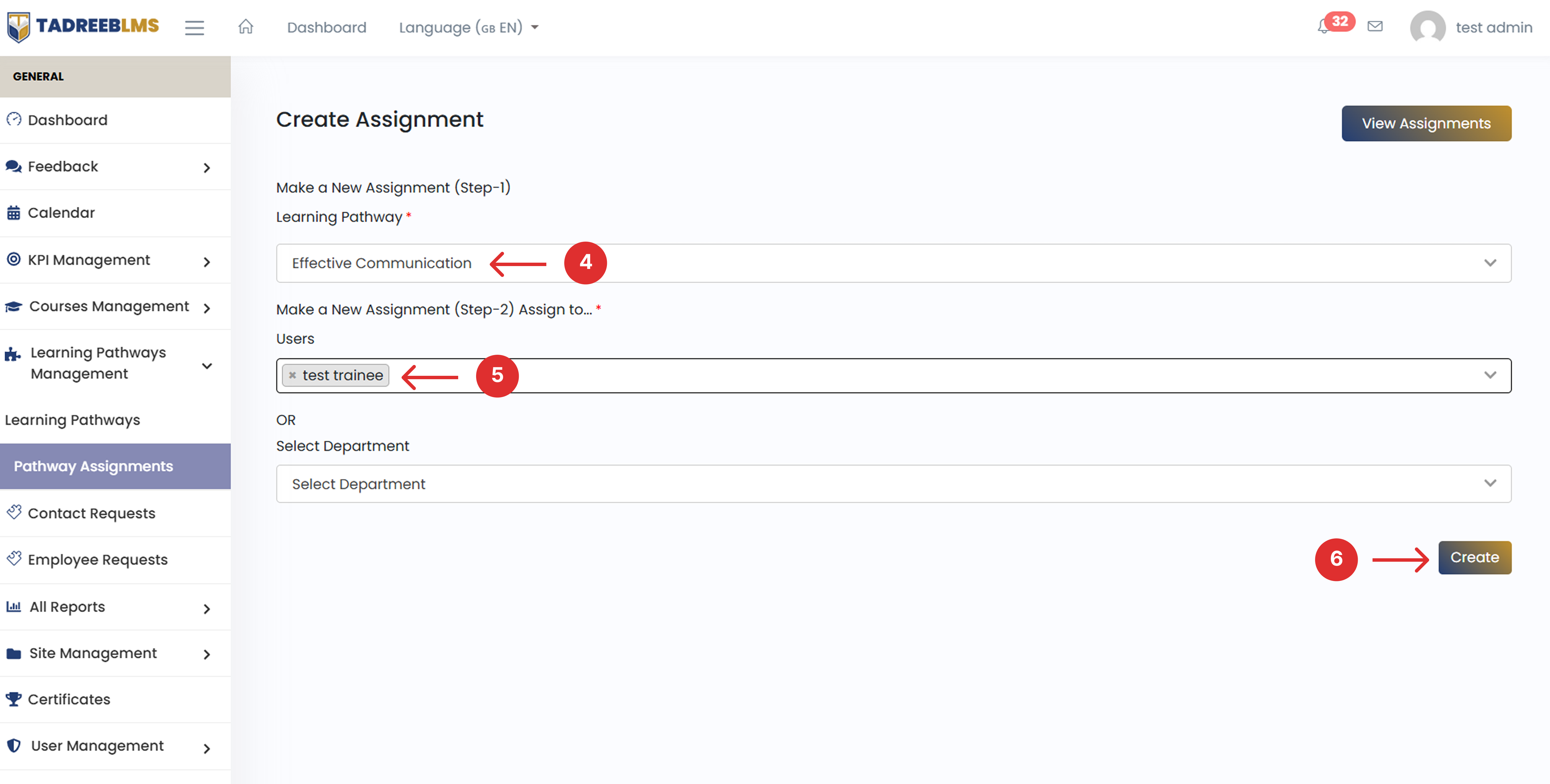 Save New Pathway Assignment screenshot
