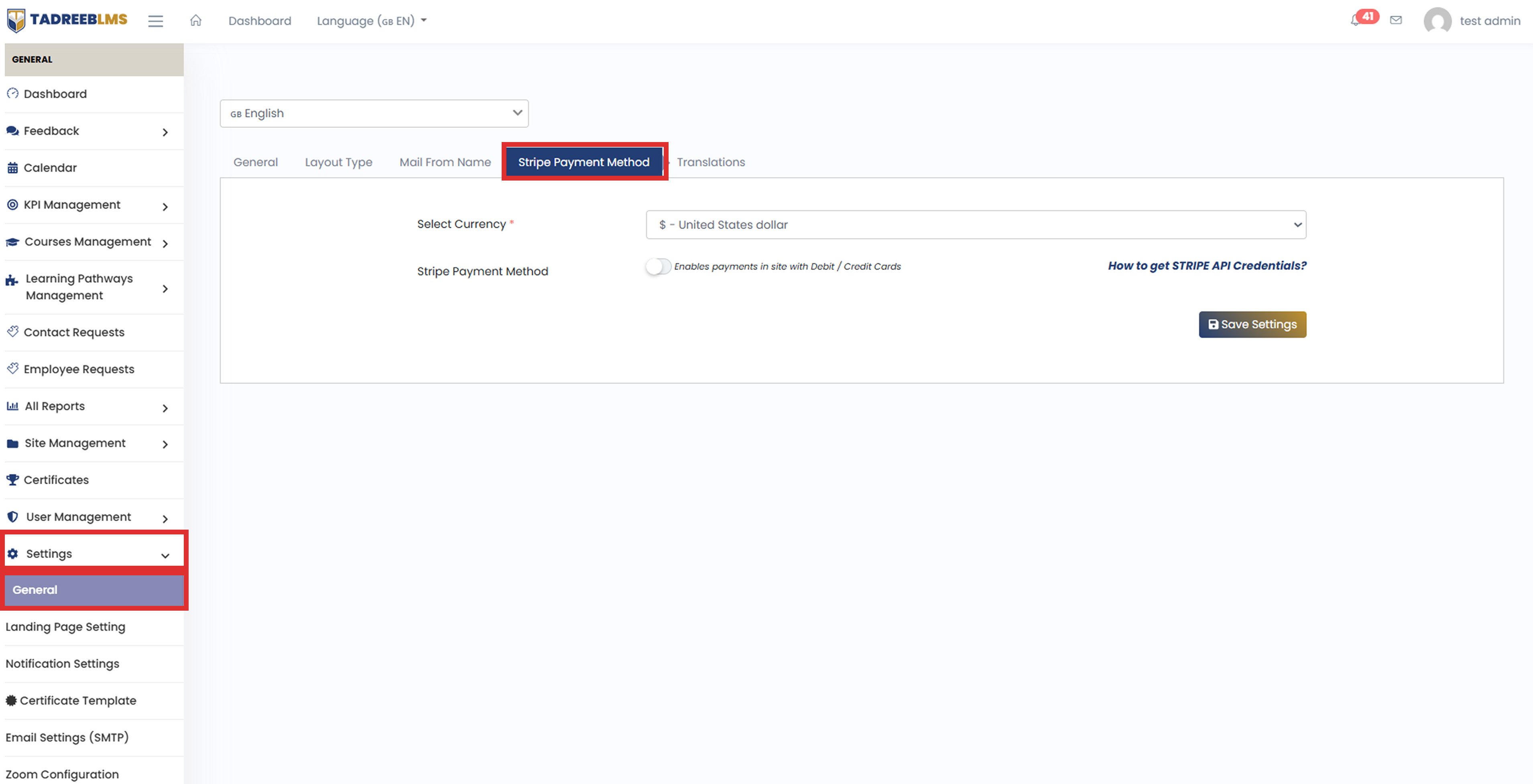 Stripe Payment Method screenshot